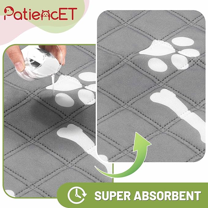 PatiencET Washable Pee Pads for Dogs, 18" x 24" 4 Pack, Reusable Puppy Training Pads with Super Absorbent Core & Non-Slip Waterproof Bottom, Value Set for Small Dogs