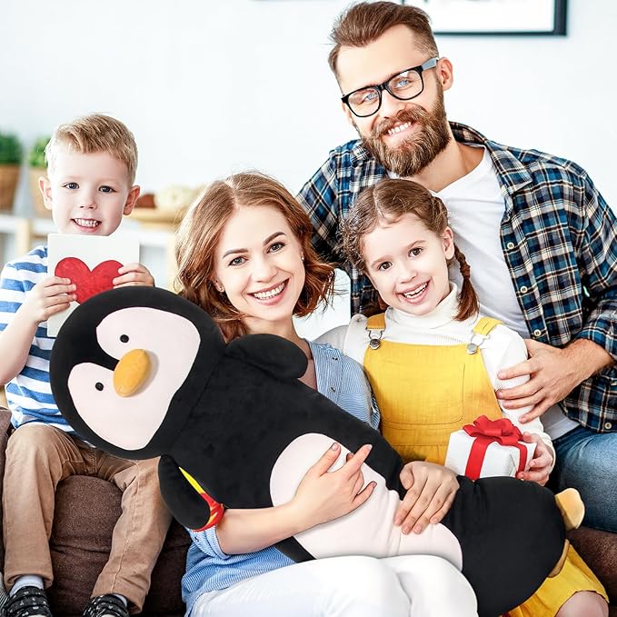 HAIJUNYA 22” Long Penguins Plush Body Pillow, Cute Giant Black Penguin Stuffed Animals, Big Penguins Squishy Soft Plushies Toy, Gifts for Kids Girls and Boys, Birthdays, Valentine's