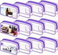Eilyliafe Clear Cosmetic Bag Transparent Makeup Bag for Women Men Waterproof Travel Makeup Clear Toiletry Organizer Cosmetic Storage Pouch Case with Zipper (12, Purple, Medium)