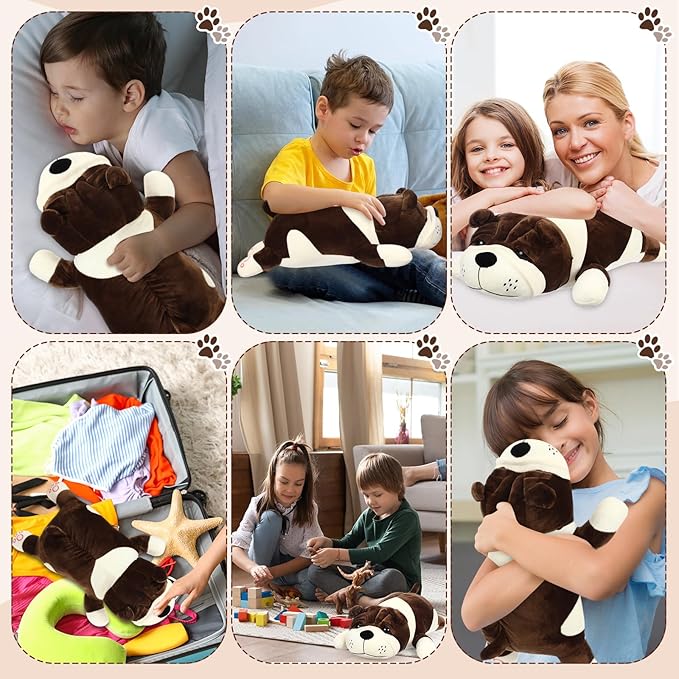 Vertintong 17.7" Huggable Dog Plush, Cute Stuffed Animal, Soft Adorable Cuddle Companion for Kids, Easter Birthday Plush Pillow Gift for Boys and Girls