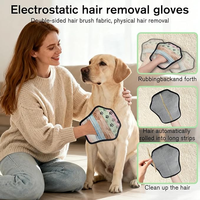 Hanxuanyifan Vintage Dog Paws Pet Hair Removal Glove for Dogs & Cats,2 PCS Newly Upgraded Reusable Electrostatic Pet Hair Gloves,Dog Hair Remover Tool for Clothing,Couch,Carpet,Car Seat