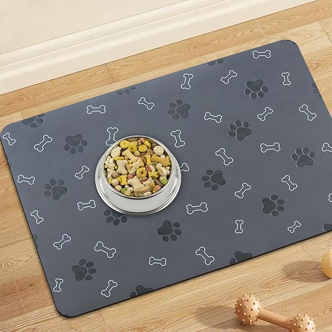 Pet Cat Dog Food Mat Non Slip Mat for Dog Water Bowl Mat Quick Dry Absorbent Cat Feeding Mat, 18.1 * 11.8 in, Green