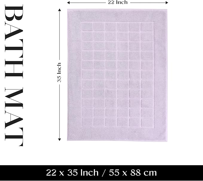 Superior 100% Cotton Bathmat Set, Bath Mats, Bathroom Decor, Shower, Bathtub Essentials, Home Accessories, Small Washable Rug, No Backing, Heavyweight, Nora Collection, Set of 2, 22" x 35", Purple
