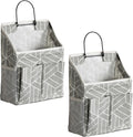 HZZTY BRNY 2pcs Wall Hanging Storage Bag, Small Door Closet Linen Fabric Pockets Organizer, Waterproof Multi Functional for Living Room Bedroom Bathroom Kitchen RV Camper with Hooks Pattern Grey