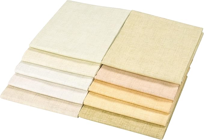 Craftido - 11 Options Solids with Tweed Tonals - Assorted Color Cotton Quilting Fabric Bundles 10pcs Fat Quarters 18"x21" - Medium Weight 5.2oz - for Quilting, Sewing and Crafts - Not Quite White