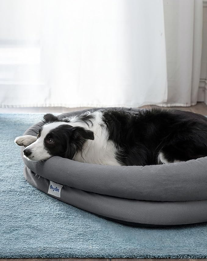 bilypaws Orthopedic Dog Bed for Small Medium Size Dogs, Pet Sofa Bed with Egg Crate Foam, 4-Sided Bolster, Reversible Mattress, Removable Washable Cover & Anti-Slip Bottom, Dark Gray