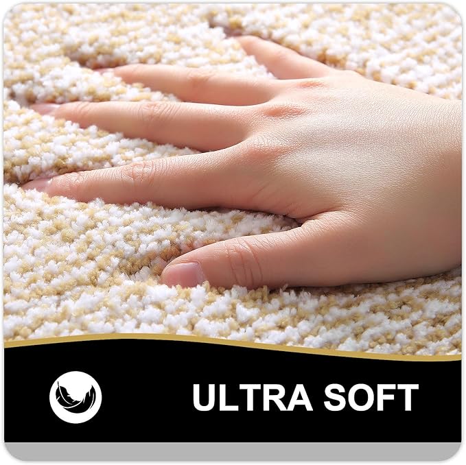 OLANLY Bathroom Rugs 30x20, Extra Soft and Absorbent Microfiber Bath Mat, Non-Slip, Machine Washable, Quick Dry Shaggy Bath Carpet, Suitable for Bathroom Floor, Tub, Shower (Medium, Light Beige)