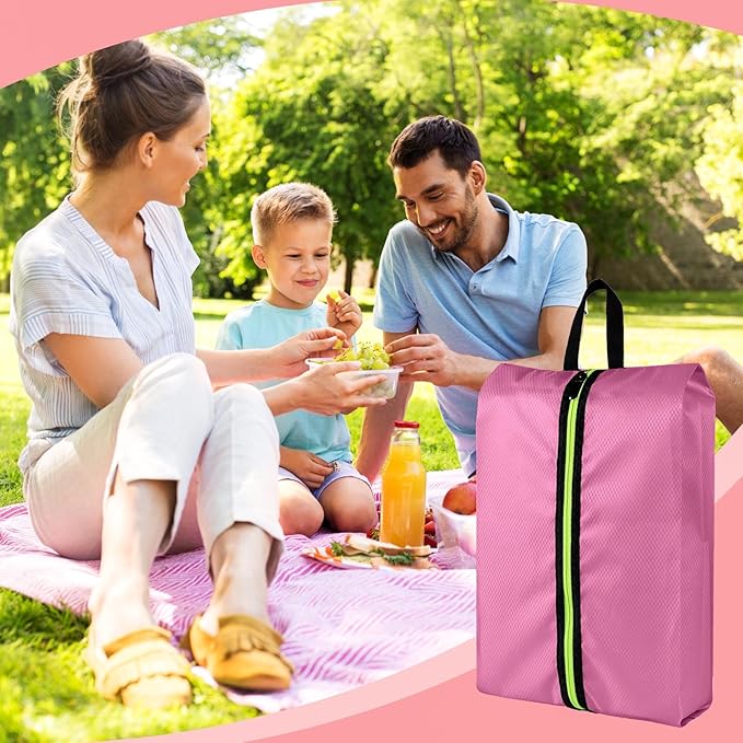 Eopres Shoe Bags for Travel - Set of 3 Pack Large Capacity Oxford Fabric Shoe Bags, Multi-Functional Dust-Proof and Waterproof Men & Women Travel Shoe Bag (Pink)