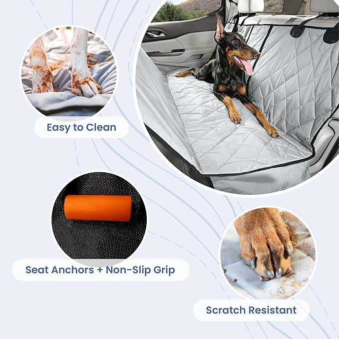 4Knines Dog Hammock for Full Size Trucks & Large SUVs (XL, Tan) – Bench Seat Covers for Trucks with 60/40 Split Seats - Armrest & Seatbelt Access – Waterproof, Easy Install, Machine Washable