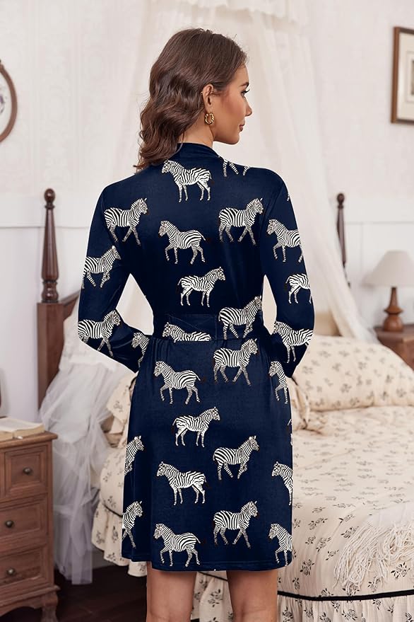 HOTOUCH Womens Robe Lightweight Short Knit Bathrobe Soft Ladies Sleepwear with Pockets