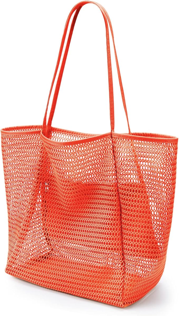 KALIDI BeachNylon Mesh Tote Bag, Casual Tote Bag Hobo Women Foldable MAX 23L Shoulder Bag For Beach Picnic Vacation