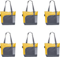 DISCOUNT PROMOS Go Getter Sport Tote Beach Bags Set of 6, Bulk Pack - Reusable, Great for Shopping, Beach, Picnic, Other Outdoor Adventure - Yellow