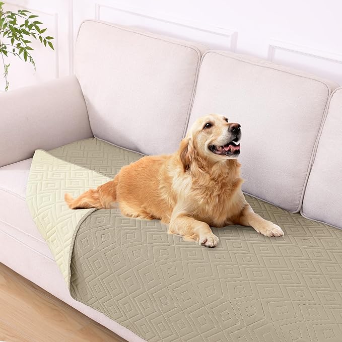 hyha Waterproof Dog Blanket, Soft Dog Bed Cover Pet Blankets, Waterproof Sofa Couch Cover for Dogs Washable, Reversible Pet Couch Covers for Sofa Furniture (40x70 Inch, Taupe/Beige)