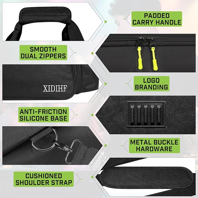 XIDIHF DJ Cable File Bag with Adjustable Dividers, Travel DJ Gig Bag for Cables, Cords, DJ Gear, & Musicians Accessories, for Professional Equipment, 18''Wx14''Dx12.2''H