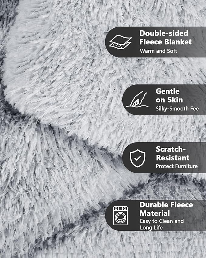 PJYuCien Large Dog Blanket, 80" x 60" Reversible Fleece Sherpa Blankets, Soft Plush Pet Throw for XL Dogs, Washable Cozy Furniture Protector for Couch/Bed, Grey