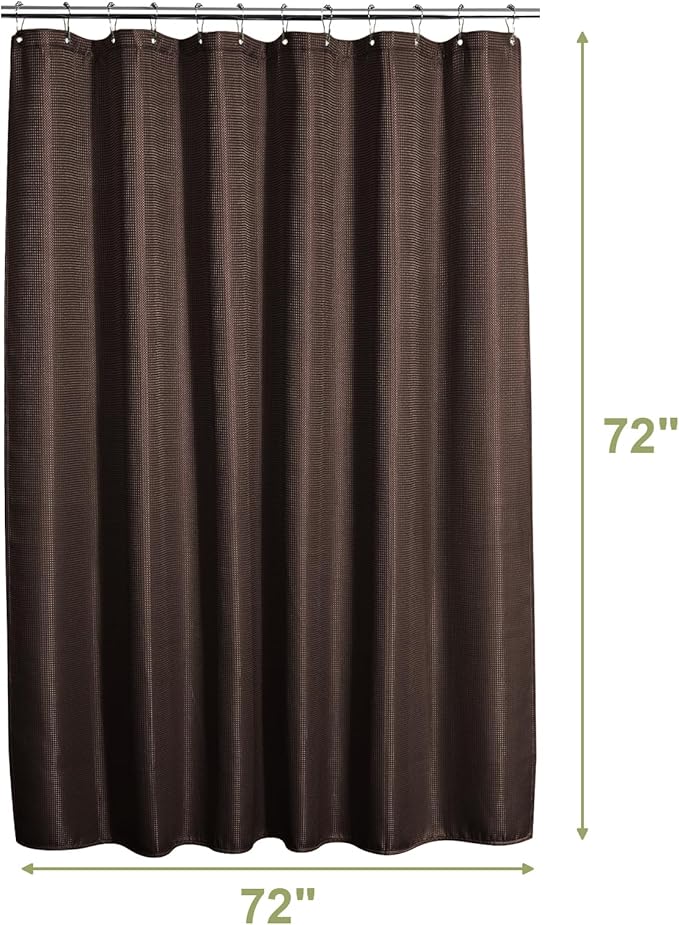 AmazerBath Brown Shower Curtain Waffle Textured, Fabric Shower Curtain Thick Heavy Duty 240GSM Hotel Quality Bathroom Shower Curtains, 72 x 72 Inches