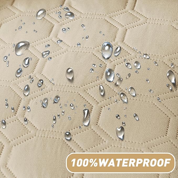 ZNSAYOTX Ultimate Cozy Blankets (82"x102") 100% Waterproof Bed Mat Blanket for Dog Pets, Couch Sofa Protector with Non-Slip Back Washable Durable, Pee Scratch Proof Easy to Clean (Khaki)