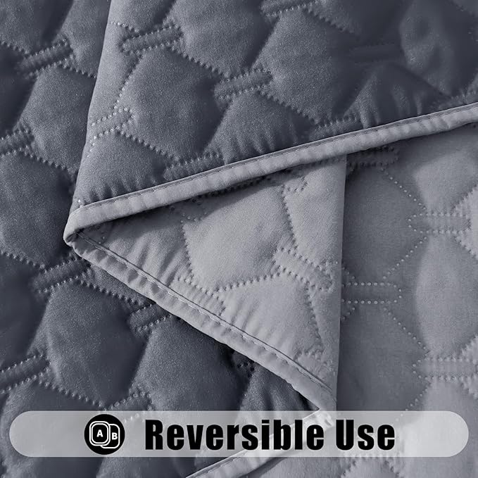 Smiry Waterproof Dog Bed Cover Blanket, Soft Reversible Pet Blanket, Washable Leakproof Cats Dogs Couch Cover for Sofa, Couch, Furniture, Plaid (68x82 Inch, Grey/Dark Grey)