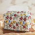 Hausfrau Tissue Box Cover Rectangular Embroidered Jacquard Linen Tissue Holder Case Decorative for Bathroom Vanity Countertop Desk Office, 10"x5.3"x5.3", Bird Flower