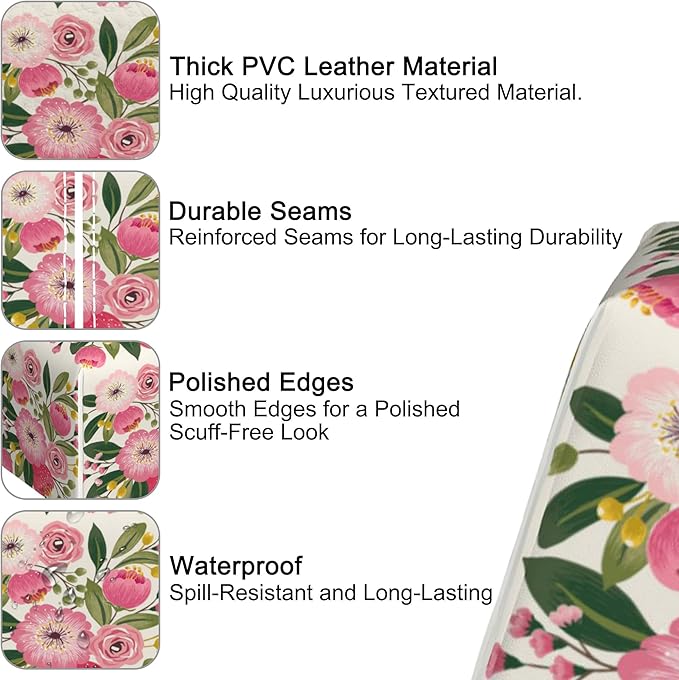 Spring Flowers Bouquet Tissue Box Cover Square,Tissue Box Holder with Belt Bottom,Stylish Leather Napkin Holder for Vanity Countertop,Nightstands,Office Desk,5.2"×5.2"×5.2"