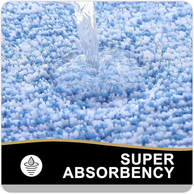 OLANLY Bathroom Rugs 59x24, Extra Soft and Absorbent Microfiber Bath Mat, Non-Slip, Machine Washable, Quick Dry Shaggy Bath Carpet, Suitable for Bathroom Floor, Tub, Shower (Long, Blue)