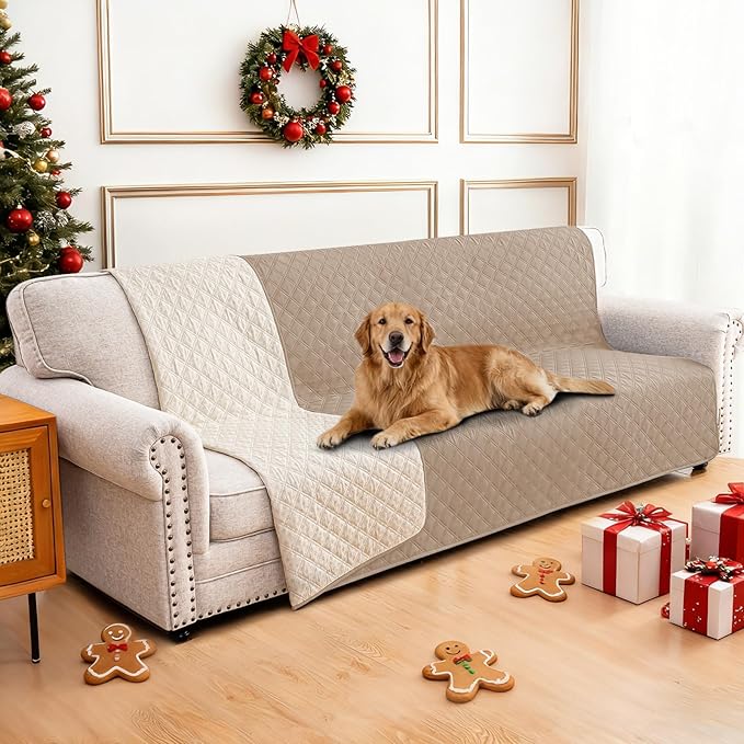 CYCMACO Waterproof Couch Covers for Pets, Waterproof Dog Bed Cover, Anti-Slip Soft Dog Blankets, Couch Cover for Dogs Washable, Pet Blanket for Puppy Large Dogs Cat (68x82 Inch, Khaki)