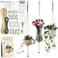 LET BE Macrame Kits for Beginners, 3 Set of Plant Hangers DIY Kit: Braided Polyester Ropes 50yds*5mm Ivory, 20yds*2mm Forest Green, 60+Pcs Supplies with Step-by-Step Easy Instructions (IVGR)