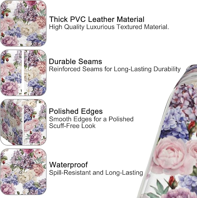 Watercolor Roses Floral Tissue Box Cover,PU Leather Tissue Box Holder Square,Modern Home Decoration for Bathroom Living Room Kitchen Office Car,5.2"×5.2"×5.2"