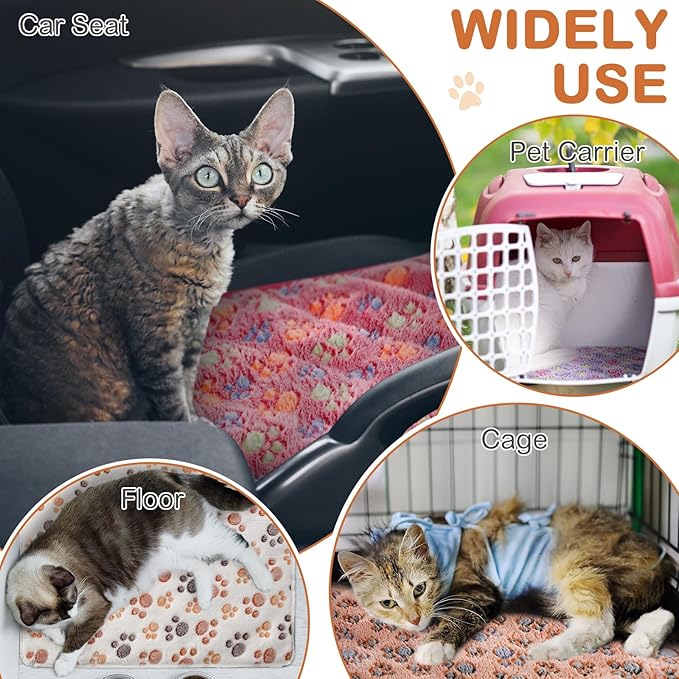 Clysee 4 Pack Self Heating Cat Bed Cat Self Warming Pad with Removable Cover Extra Warm Thermal Pet Pad Washable Pet Crate Mat Anti Slip Kennel for Indoor Outdoor Pets(Dog Paw,16 x 20 Inches)