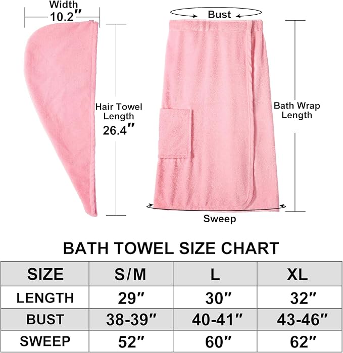 Orrpally Women Shower Wrap Robe Bath Wrap Towel Spa Body Wrap Adjustable Closure Bathrobe