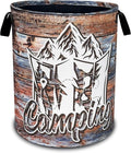 Camping Laundry Basket Oxford Cloth Funny Mountain Camper Laundry Hamper With Handle Foldable Portable Clothes Storage Basket 18.9 X 16.5 Inch Storage Bag For Laundry Room/Bathroom/Bedroom/Dormitories