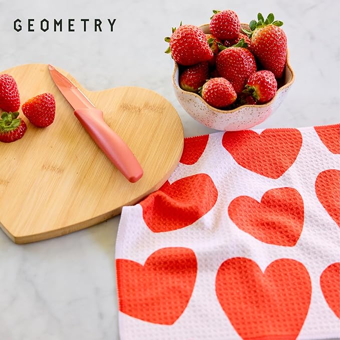 GEOMETRY Kitchen Dish Cloths - Quick Dry Dishcloths for Kitchen - Premium Dish Rags with Geoweave - 3-Pack Set Heart Throb