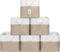 ECDYQXVU 13x13 Inch Cube Storage Bins with Reinforced Bottom Cardboard, 6 Pack Large Foldable Fabric Storage Cubes with Handles for Shelf, Closet, Laundry Organization (White&Khaki)