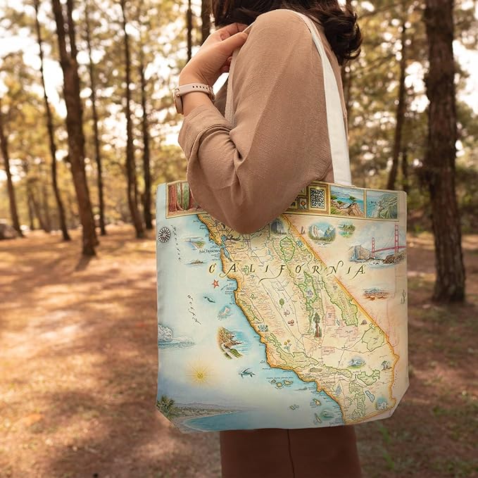 Xplorer Maps Canvas Tote Bag with Handles, Cloth Grocery Shopping Bag, Reusable & Eco-friendly Bag, 100% Cotton, Washable