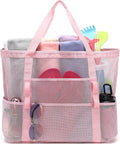 Fammart Mesh Beach Bag, Large Beach Tote Bags with Zipper, Toys Pool Bag for Family Travel Vacation Cruise Essentials