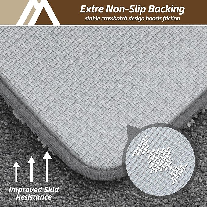 COSY HOMEER Bath Rugs for Bathroom Extra Thick - Anti-Slip Bath Mats Soft Plush Yarn Shaggy 100% Strong Mirco Polyeste Mat Living Room Bedroom Mat Floor Water Absorbent(Grey,20x32 - Inches)
