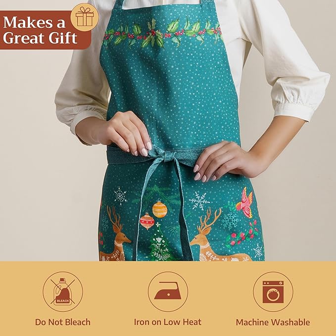 Maison d' Hermine 100% Cotton Apron for women with Pocket Kitchen Chef Apron for Men Cooking Gardening Server Waitress