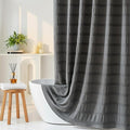 Lameirose Extra Long Grey Shower Curtain Farmhouse,72 x 96 Cotton Blend Waffle Tufted Striped Chic Textured Fabric Shower Curtain for Bathroom, Hotel