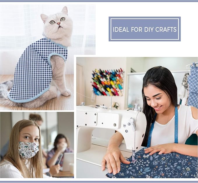 Aubliss 8pcs Fat Quarter Fabric Bundles 20'' x 20'' Cotton Craft Fabric Pre-Cut Squares Sheets for Patchwork Sewing Quilting Crafting(Checked/Striped/Floral)