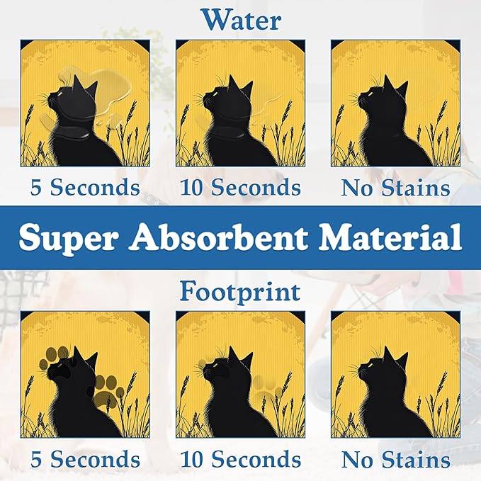 Giner Cat Moon Pet Food Mat for Cats and Dogs–Christmas Stocking Absorbent Quick Dry Feeding Placemat, Non Slip Rubber Base, Waterproof Bowl Mat for Indoor Use, Pet Supplies 12"x20"