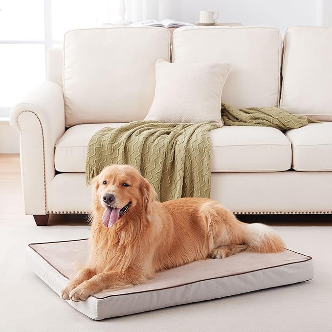 GOHOO PET Orthopedic Memory Foam Dog Bed, Cooling Dog Beds for Medium/Large Dogs -Waterproof Pet Bed for Crate with Removable Washable Cover, XL(41inch,90Lbs)