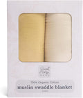 Sweet Acorn Muslin Swaddle Blanket – Soft Cotton Muslin Baby Blanket for Newborns, Infants, and Toddlers, All-Season Comfort Baby Essential - Yellow and White