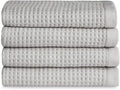 Cozy Earth Waffle Washcloths - 60% Cotton 40% Viscose from Bamboo Washcloths 13 x 13 Inches - Soft & Absorbent Terry, Reversible Mini Textured Waffle & Weave Pattern - 4 Pack