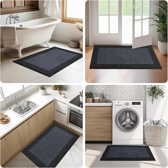 DOMUSTEX Washable Area Rug 34" x 60", Non Slip Kitchen Rug for Floor, Absorbent Entrance Runner Rug for Bedroom, Living Room, (Roll Packing)