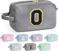 YOOLIFE Initial Makeup Bag for Women - Monogram Cute Makeup Bag Cosmetic Case Toiletry Pouch for Women Her Best Friend Sister Teacher, Personalized Birthday Gifts for Women, Black O