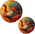 Thanksgiving Turkey and Autumn Leaves Trivets for Hot Dishes Pots and Pans Potholders Woven Trivet Cotton Round Large Pot Holder Decor Heat Resistant Hot Pads Mat for Table Counter Cooking Poth