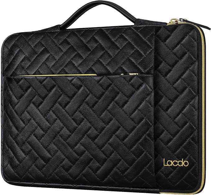 Lacdo 360° Protective Laptop Sleeve Case for 14 inch New MacBook Pro M5/M4/M3/M2/M1 Chips Pro Max A3434 A3112 A3401 A3185 A2918 2025-2021, 13.8" Surface Laptop Copilot+PC Computer Bag, Elegant Black