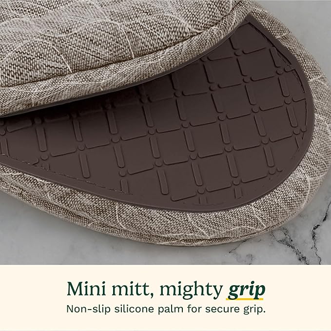 Cuisinart ShieldPro Silicone Oven Mitts – 5” x 8.5” Heat-Resistant Mini Kitchen Mitts for Oven with Non-Slip 100% Silicone Palm, Cotton Filling, and Hanging Loop