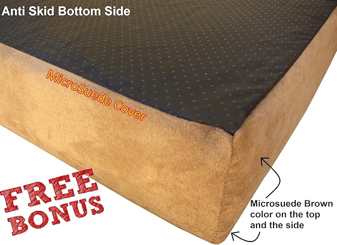 Dogbed4less Extra Large True Orthopedic Gel Memory Foam Dog Bed for Large Pet, Waterproof Liner and Durable Khaki Cover, XL 40X35X4 Inch