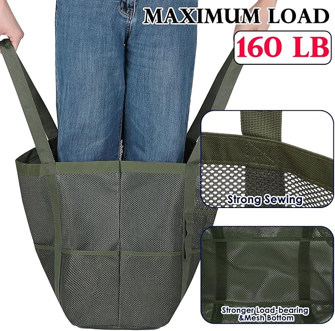 Fammart Mesh Beach Bag, Large Beach Tote with Zipper Pocket for Family Pool Bag for Toys & Vacation Essentials